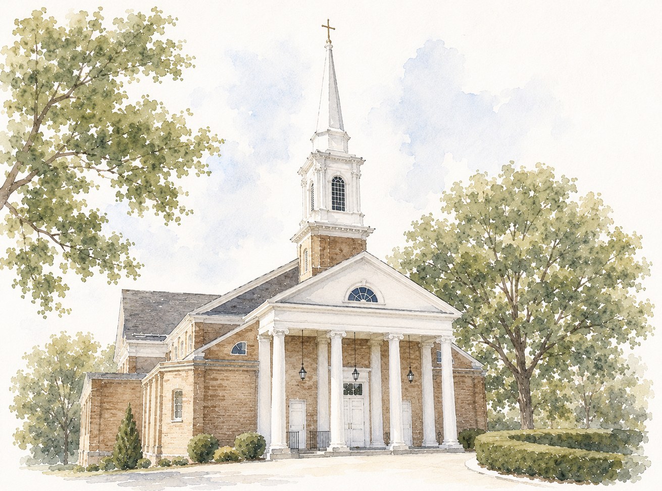 Watercolor of Saint Catherine of Siena church