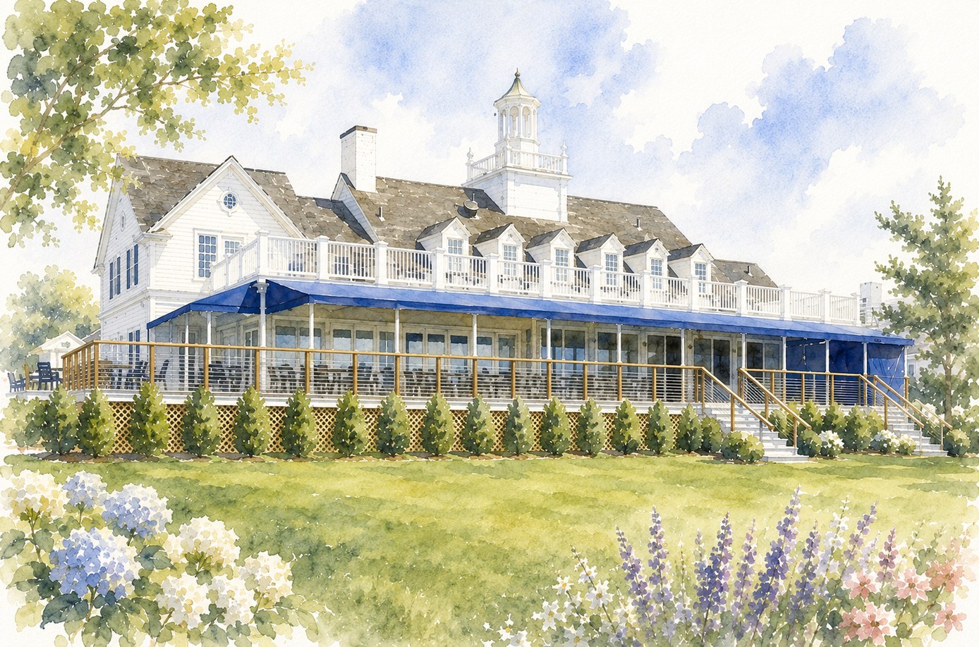 Watercolor of the Riverside Yacht Club